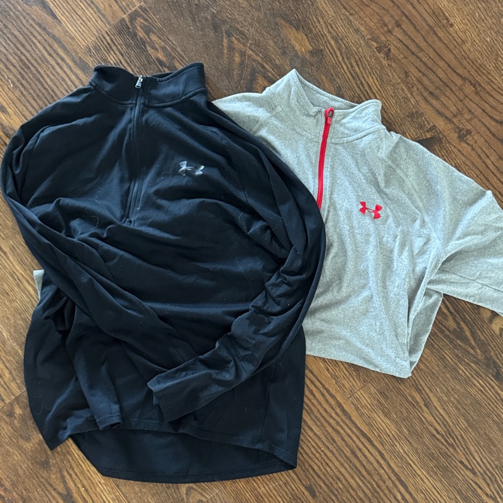 Under Armour Black and Gray Quarter-Zip Pullovers